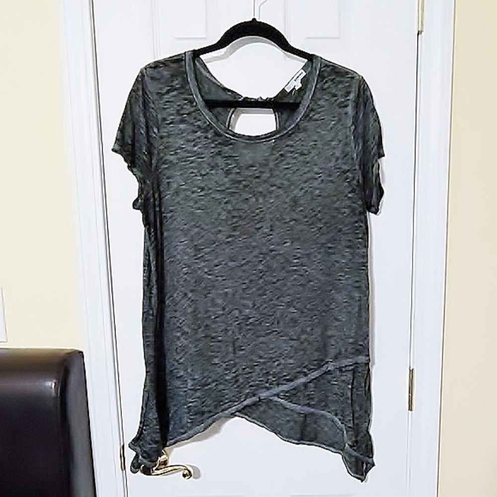 **SOLD**    Gray Burnout Tee w/sharkbite hem
